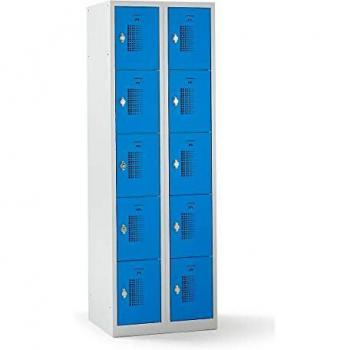 QUIPO – Vestiaire multicases, 10 cases, bleu clair, 1800 mm de hauteur