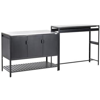 Estilo Outdoor: Armario y Mesa de Bar en Acero Inoxidable, Negro Maenza