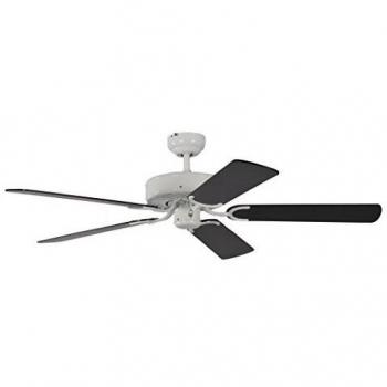 Ventilateur de plafond Pepeo Potkuri, design blanc/noir, 132 cm