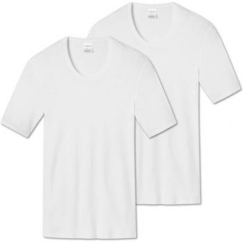 Schiesser Herren Cotton Essentials Unterhemd 1/2 Arm T-Shirt 2er Pack (M, weiß)
