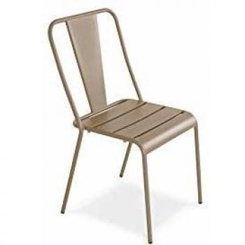 Silla de jardín estilo bistro de metal en gris topo (Oviala)