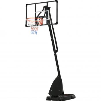 Canasta Baloncesto FlexiRoll: Exterior con ruedas, tablero rebote y base rellenable, altura ajustable 293‑350 cm – Negro