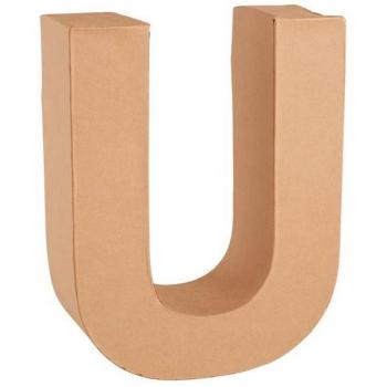 Naturfarbener Papp-Buchstabe U, 17,5 x 5,5 cm