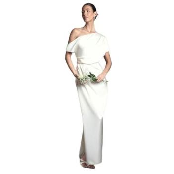 Coast Ivory Satin Off‑Shoulder Wedding Gown – Maxi