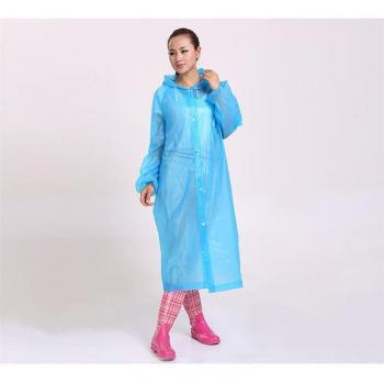 Portable Clear EVA Raincoat for Outdoor Travel, Waterproof Hooded Poncho for Men and Women