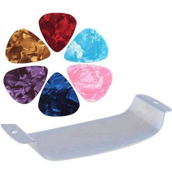 101 Pcs Guitar Accessory Kit: 1 Metal Humbucker Pickup Case & 100 Mixed Color Guitar Picks