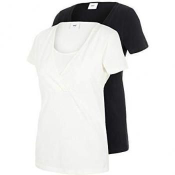 MAMALICIOUS Mllea Top S/s Nf 2pack Noos Camisa de Maternidad, Negro