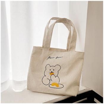 Sac de shopping pliable en velours côtelé