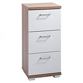 Schrank NEBRASKA Eiche Nachbildung weiß Hochglanz silber verchromt B/H/T: ca. 35x74x31,5 cm