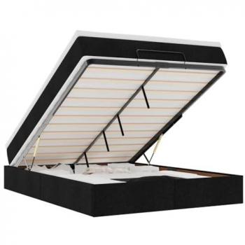 Lit avec rangement ottoman et matelas noir 140x190 cm