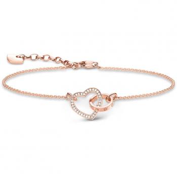 Pulsera de corazón Together Forever de plata 925 con baño de oro rosa de 18k
