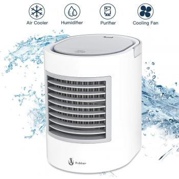 Condizionatore Evaporativo Anbber 4‑in‑1: Rinfrescante Portatile con Filtri d’Aria e Power USB