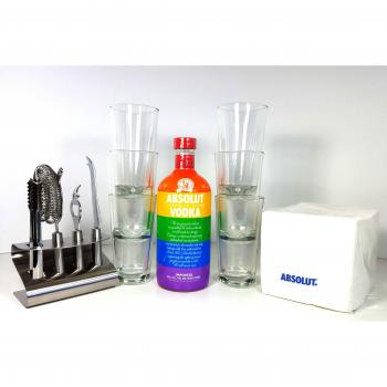 Vodka Absolut 0,7 L Premium Set mit 6 geeichten Gläsern (2/4 cl) und 200 Servietten