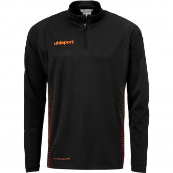 Uhlsport Score Youth Half‑Zip Top (Black + Fluorescent Orange) – 9‑10 Years Old