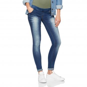 MAMALICIOUS Jeans Slim Rib Mlsoul, Pantalones Premamá para Mujer, Azul