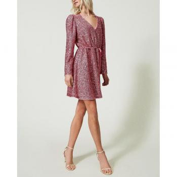 Twinset vestido corto de lentejuelas rosa