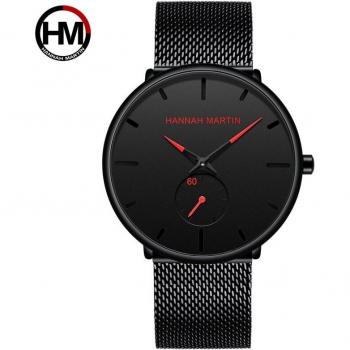 Reloj de Pulsera para Hombre Hannah Martin, Cuarzo, Acero Negro con Esfera Pequeña