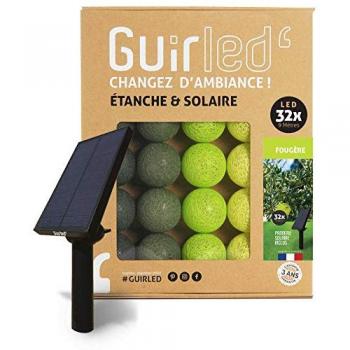 Guirlande LED extérieure solaire 32 boules, 64 m, finition fougère