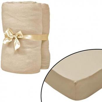 Set di Lenzuola Angolati 95x200 cm VitaXL Beige Cotton