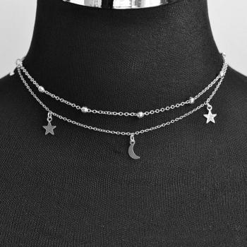 Romantic Boho Moon Star Necklace