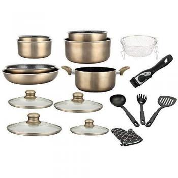 Herzberg 17 Pièces Batterie de Cuisine Revêtement Pierre