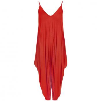 New Women's Plain Ali Baba Harem Suit Cami Strappy Oversized All In One Jumpsuit