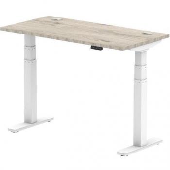 Air 1200 x 800mm Height Adjustable Desk Grey Oak Top White Leg HA01162