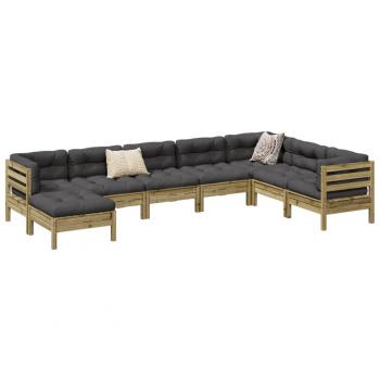 Mobiliario Exterior VidaXL: Set de Sofá 8 Piezas + Cojines, Madera Pino Impregnada