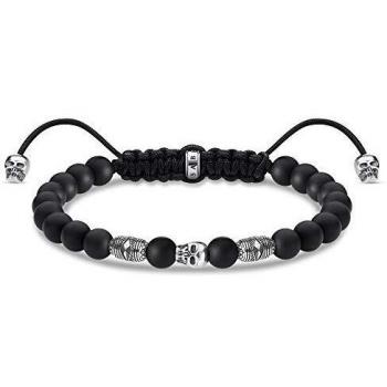 Thomas Sabo Pulsera calavera negra de plata