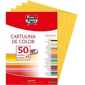 Cartulinas A3 180g 50 unidades color amarillo