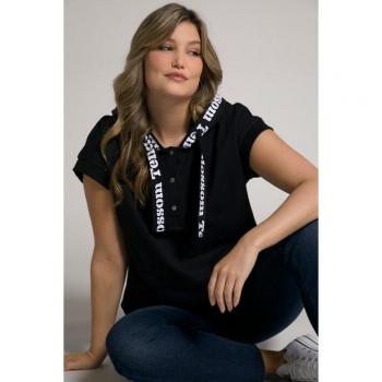 Top felpa oversize con cappuccio e abbottonatura, Donna, Nero, Taglia 64/66
