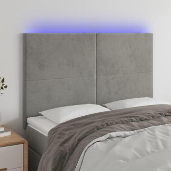 Día y Noche Cabecero con luces LED terciopelo gris claro 144x5x118/128 cm