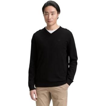 Large Size Black V-Neck Knitted Sweater for Men