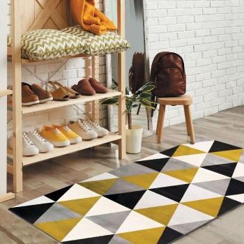 Tapis doux motifs triangles 80 x 150 cm Jaune