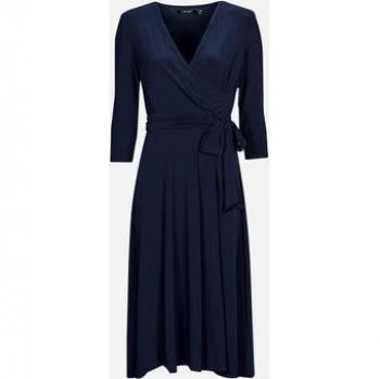 Abito a portafoglio Ralph Lauren, lunghezza midi, 3/4 – Blu navy