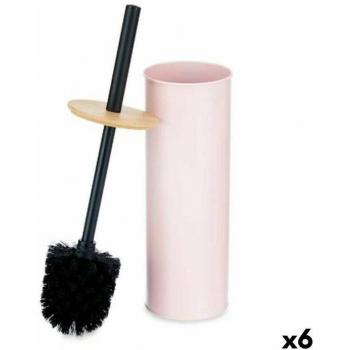 Brosse de Toilettes en Métal et Bambou Rose 9,5x27 cm