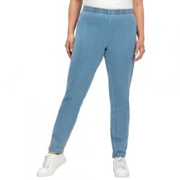 SHEEGO Damen Jeansjeggings 42 – Unifarbenes Slim-Jeans, Stretchbund, light blue denim