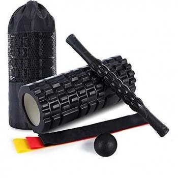 PLEASION All-in-One Fitness Foam Roller Set with Massage Tools and Bands