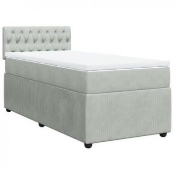 Samt Boxspringbett 100x200 cm Hellgrau mit Matratze von vidaXL
