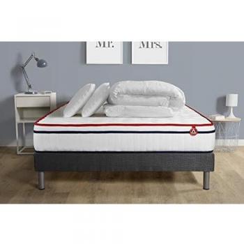 Sommier Kit Gris 140x200 avec Matelas Mémoire de Forme