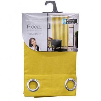 Rideau d'occultation en tissu uni mezzo jaune avec oeillets pour bloquer la lumière, mesurant 140 x 240 cm