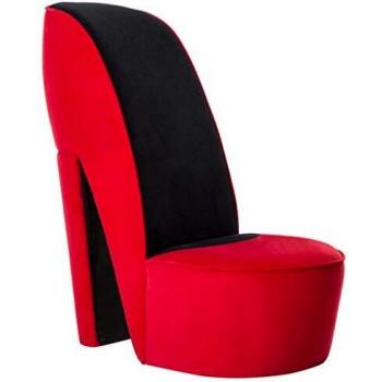 Sillón Zapato Tacón Terciopelo Rojo y Morado