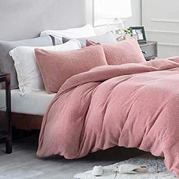 200x200cm Double Bedsure Fleece Duvet Trio – Rose Red