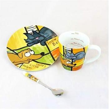 Set tazza e piattino Simpson con cucchiaino cane e gatto
