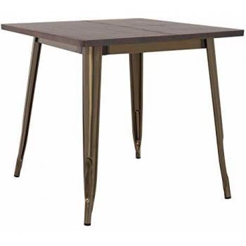 Table LIX de SKLUM en Bois bruni avec finition brossée (80x80) Vieil Or