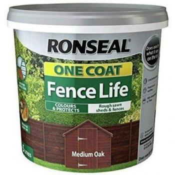 Ronseal One Coat Fence Life Medium Oak Wood Treatment 9L