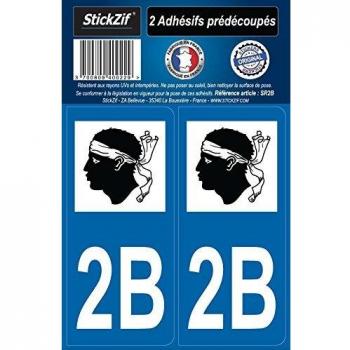 STICKZIF SR2B Étiquettes pour Département 2B, Set de 2