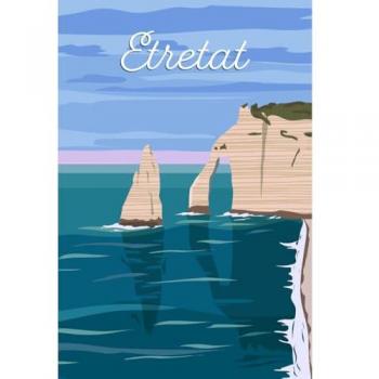 Illustration de Plage Française – Tableau 65x97 cm Étretat
