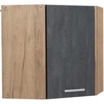 Elément haut de cuisine R-Line, 57cm, Béton noir, Chêne de force doré, Vicco