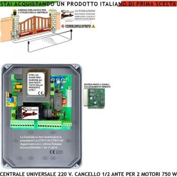 CTR17 PM8000 Centrale Cancello 2 Ante 220 V Universale Con Scheda Radio Regolazioni A Trimmer Selezione Funzione